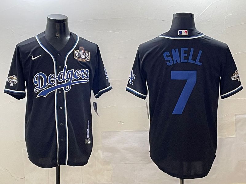 Men Los Angeles Dodgers #7 Snell Black Fashion Game 2025 Nike MLB Jersey style 30611